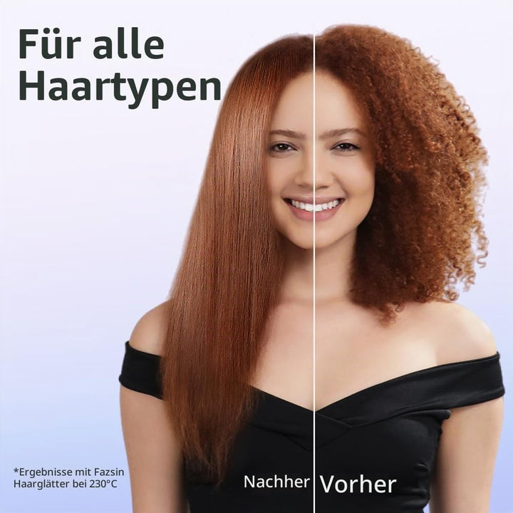 Faszin Haarglätter, 15 Sekunden schnelles Aufheizen, Haarglätter mit negativen Ionen aus reinem Tita