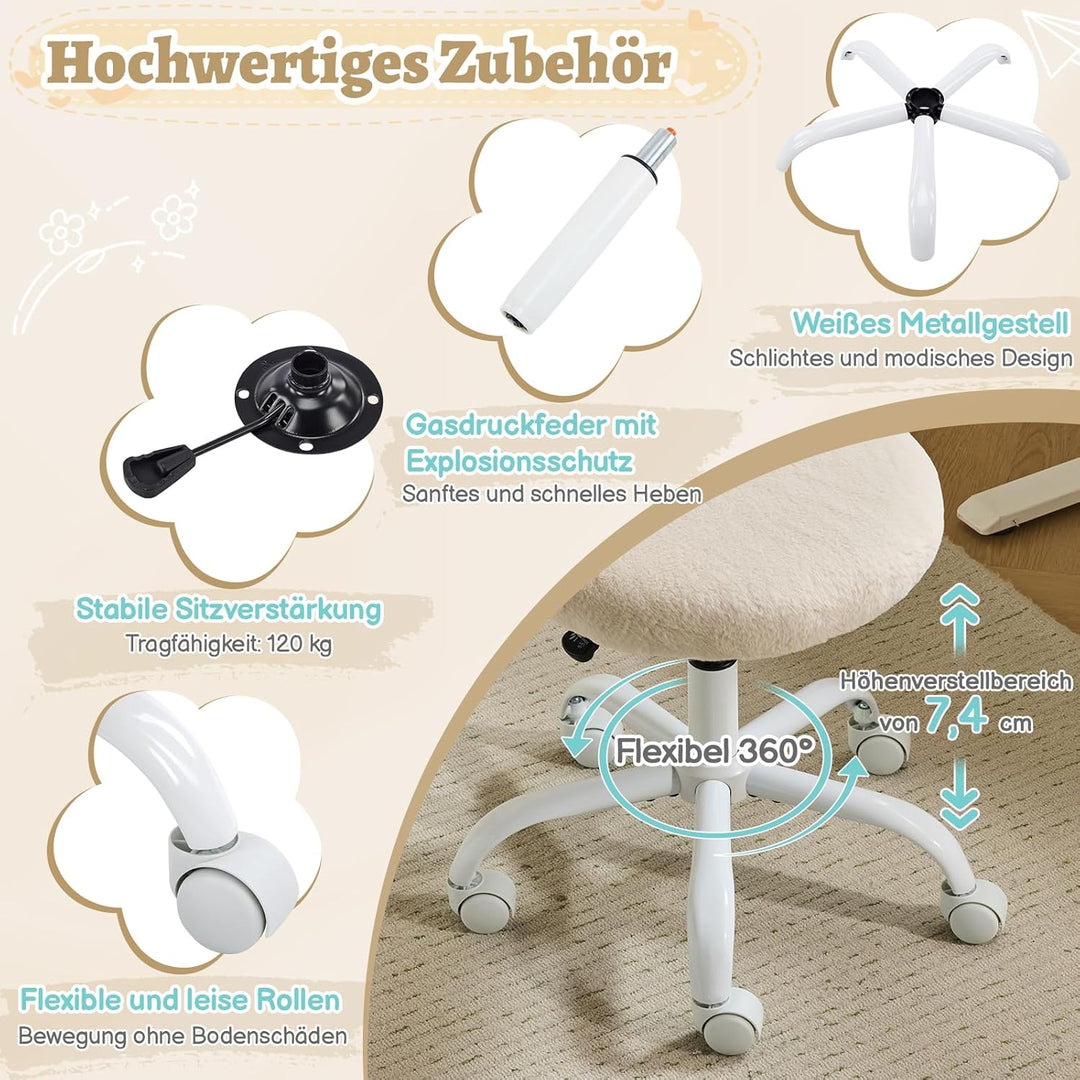 Bonnlo Homeoffice Stuhl, Schreibtischstuhl, Schminktisch Stuhl, Bürostuhl ohne Armlehnen, Drehstuhl