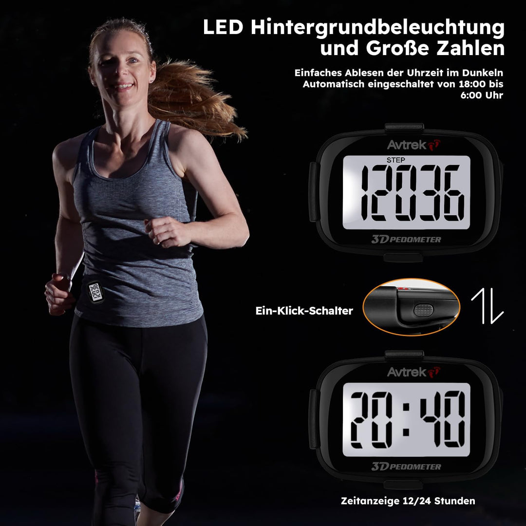 AVTREK Präziser 3D-Schrittzähler Mini-Schrittzähler für Walking oder Laufen im Freien Wanderaktivitä