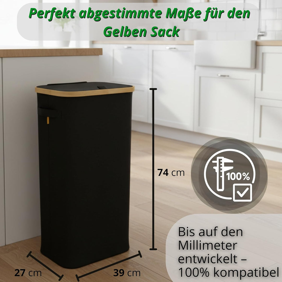Gelber Sack Ständer 80L – für 62×90 cm Gelbe Säcke – Mülleimer mit Deckel - Müllsackständer für Gelb