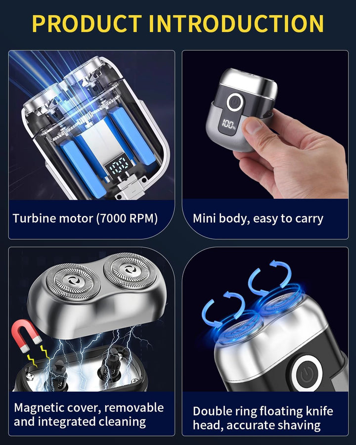 Mit LED -Anzeige Mini Rasierer Herren, IPX6 Wasserdicht Mini Rasierer, Bringen Sie Einen Ersatzwerkz