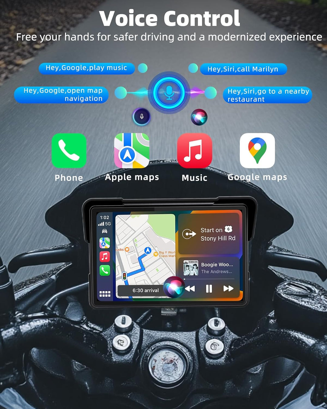 2026 Jansite 7 Zoll Motorrad Carplay Android Auto, 2,5D IPS Motorrad Display IP67 Wasserdichter Navi