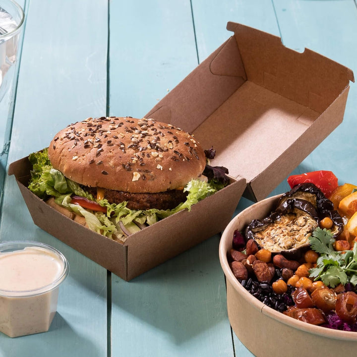 BIOZOYG Take Away Burger Box 250 Stück I robuste Burgerboxen mit hohem Klappdeckel I Hamburger Box a