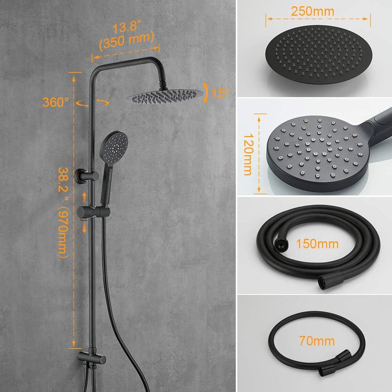 Ibergrif - Duschsystem mit Regendusche, Umstellung. Brauseschlauch, Handbrause, Brausehalter, Duschs