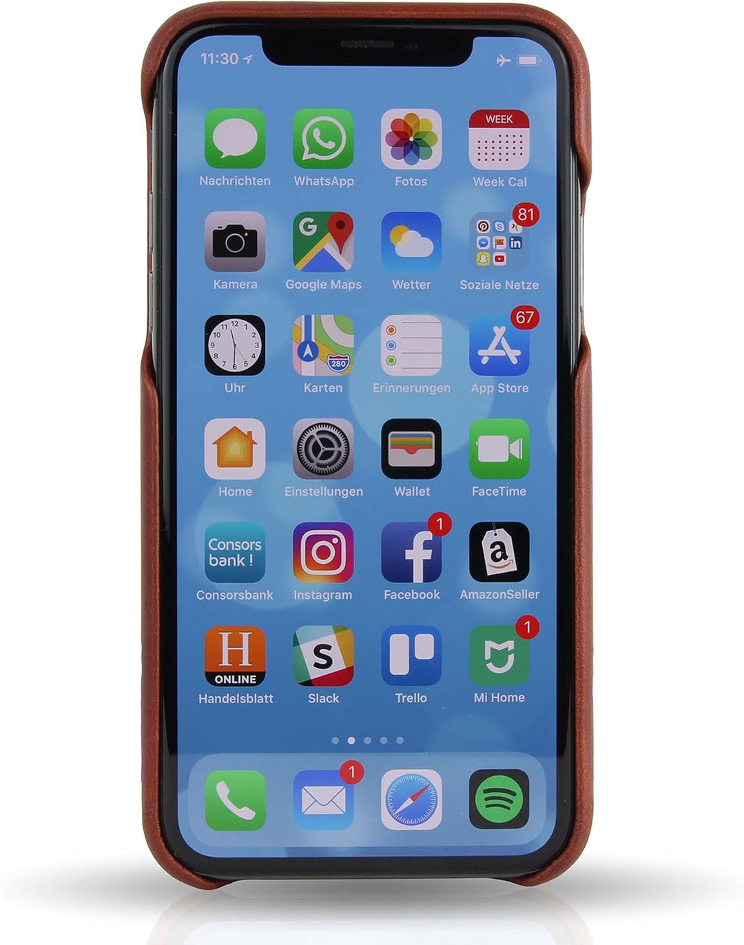 BULLAZO Menor Urban, Edle Hülle aus Leder mit Kartenfach, Kompatibel mit iPhone X 10 XS 10S, Braun,
