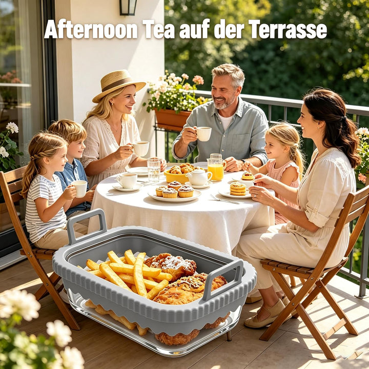 Glasform für Airfryer, Glas Auflaufform Airfryer mit Silikongriffen für Ninja Heissluftfritteuse Zub