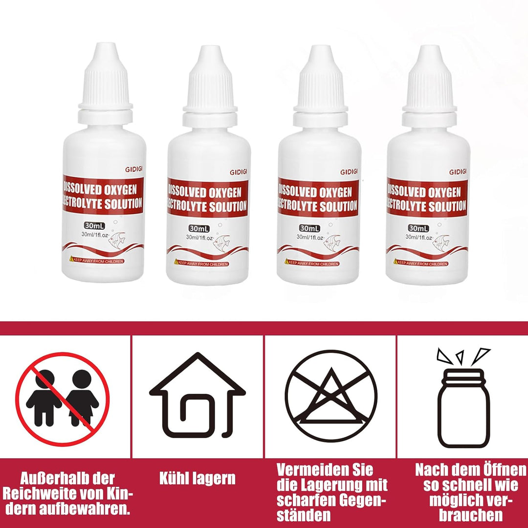 Elektrolyt für Messgeräte für gelösten Sauerstoff, 4er-Pack (je 30 ml), kompatibel mit GIDIGI und an