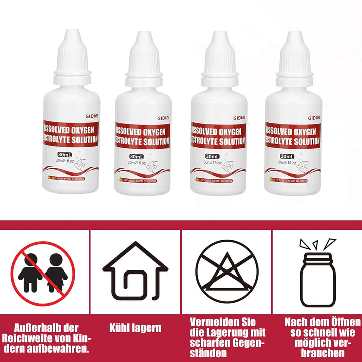 Elektrolyt für Messgeräte für gelösten Sauerstoff, 4er-Pack (je 30 ml), kompatibel mit GIDIGI und an