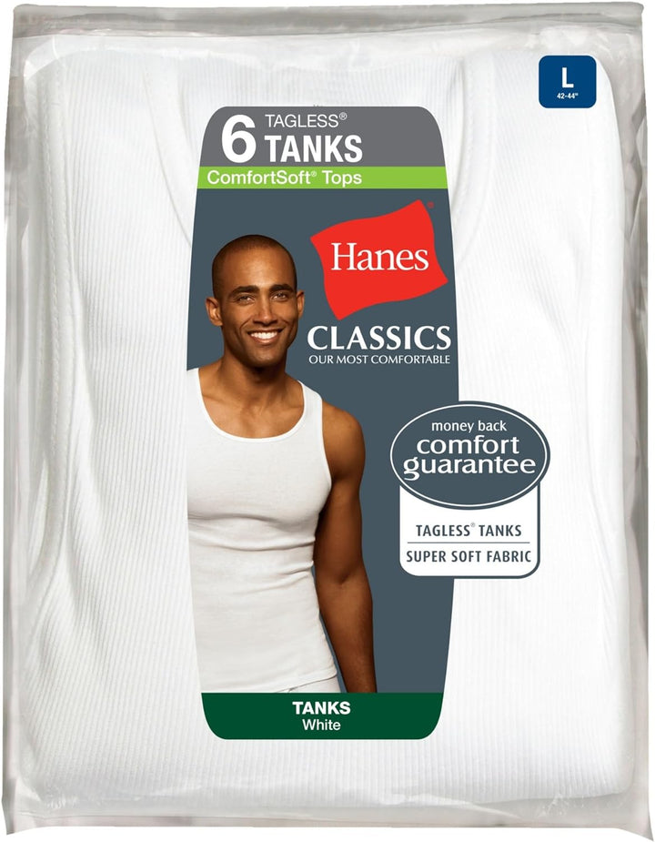 Hanes Mens 6 Pack Classics A-Shirt Undershirts - 7990P6 White X-Large