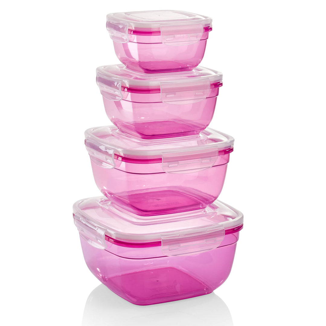 Grizzly 4er Set Frischhaltedosen (0,5L, 0,9L, 1,5L, 2,4L), quadratisch, Kunststoff, 100% luft-/wasse