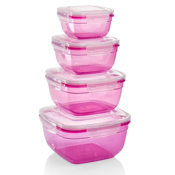 Grizzly 4er Set Frischhaltedosen (0,5L, 0,9L, 1,5L, 2,4L), quadratisch, Kunststoff, 100% luft-/wasse