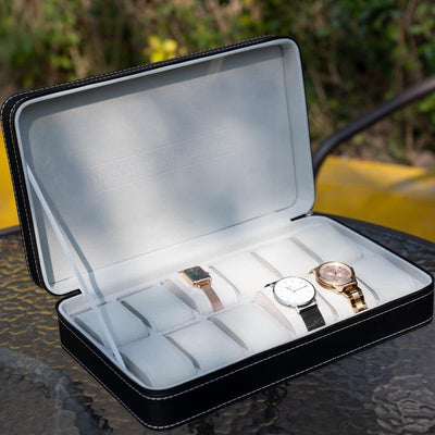 OSVINO Uhrenbox 6/10/12 Uhren Herren Schwarz Uhrenkasten Uhrenkissen aus Samt, Reise Schmuckkästchen