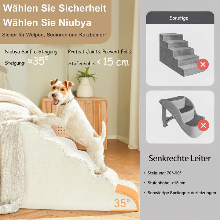 Niubya Hundetreppe für Kleine Hunde, H30 cm, für Katzentreppe Hundetreppe Bett und Sofa, ältere und