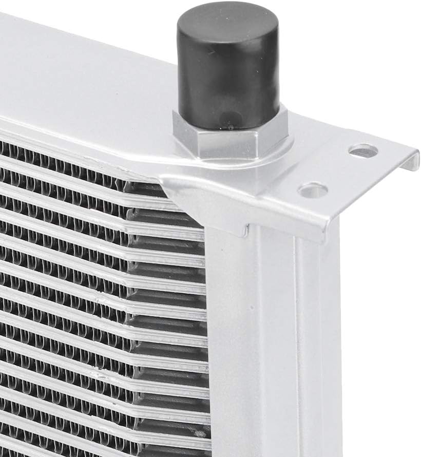 BOROCO Ölkühler 19 Reihen AN10 Anschluss Set Universal Zusatz Kühlung Extern Oil Cooler (Silber)