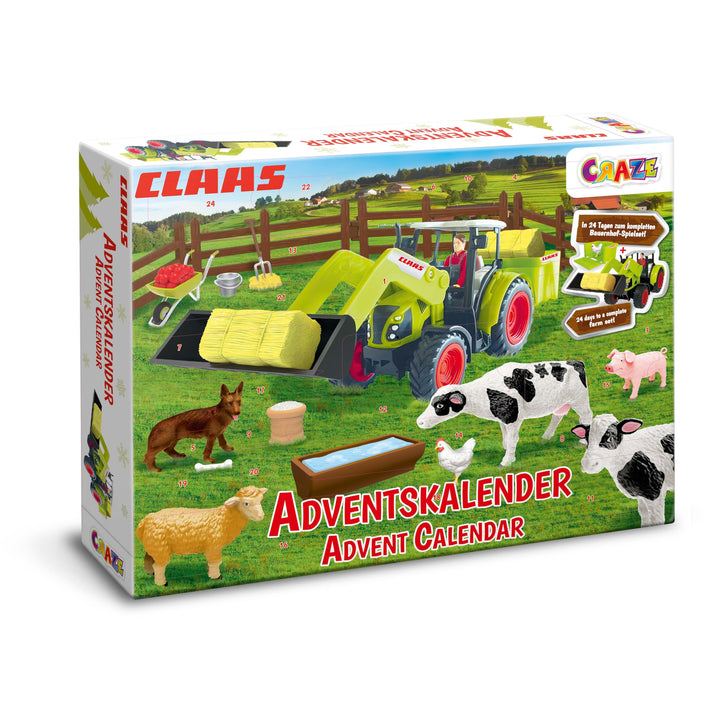 CRAZE Adventskalender Kinder CLAAS Spielzeug Adventskalender mit Bauernhof Figuren und Traktor, 24 Ü