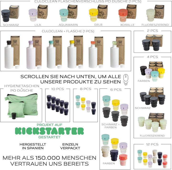 CuloClean Tragbares Bidet, für Toilette oder Reisen, kompatibel mit jeder Flasche, diskret, ökologis