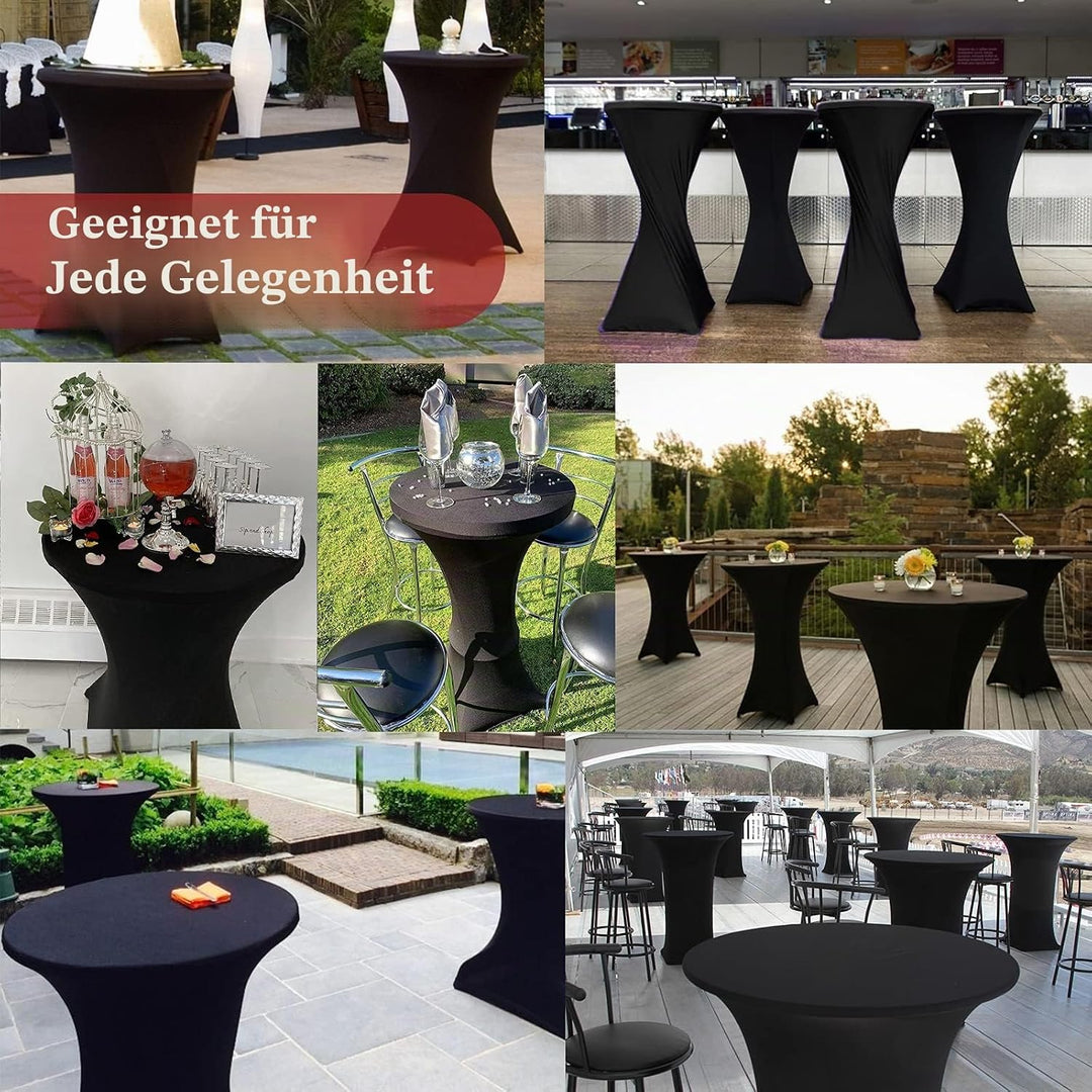 10er-Set Stretch Stehtisch Husse für Bistrotisch Ø 80-85 cm Elegante ,Verstärkung im Fussbereich,40°