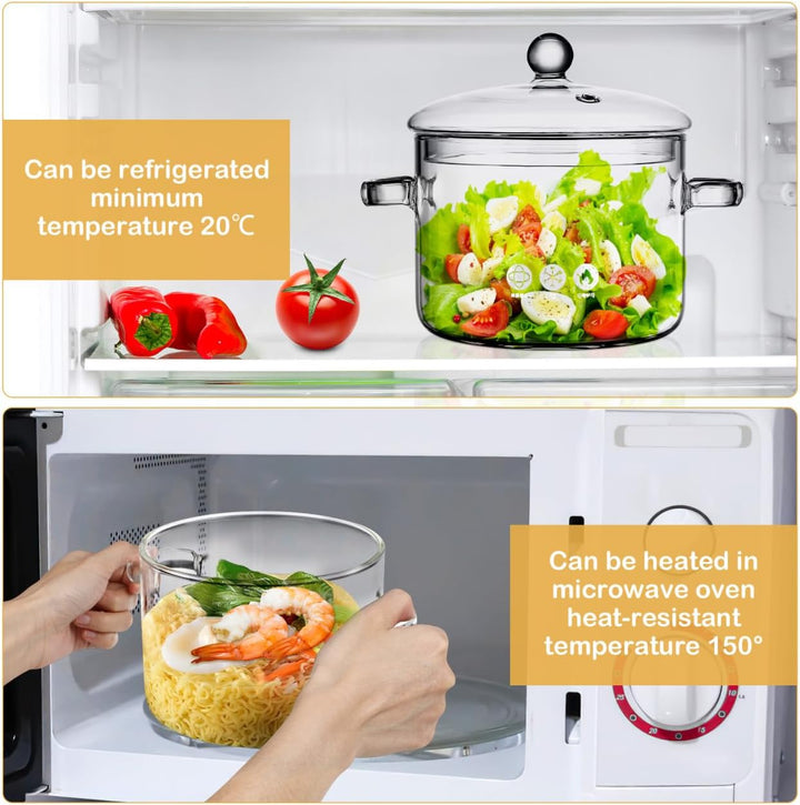 ERINGOGO Stew Pot Mit Deckel Und Doppelgriffen Transparenter Suppentopf Ideal FüR Suppen EintöPfe Un