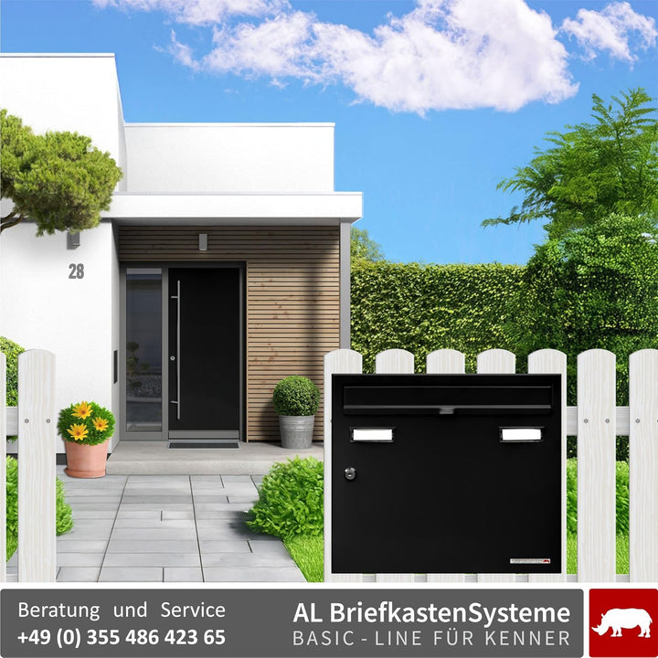 AL Briefkastensysteme Basic 3er Briefkasten RAL 9005 Tief Schwarz 3 Fach DIN A4 wetterfest Briefkast