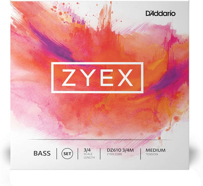 D'Addario DZ610-3/4M Zyex Kontrabass Saitensatz synthetische Faser 3/4 Medium Set Medium, Set Medium