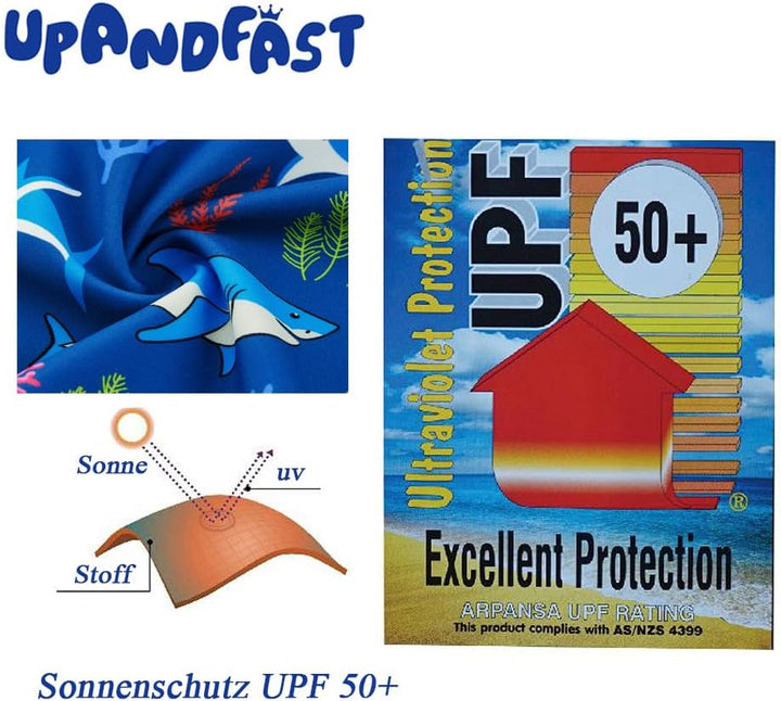 upandfast Baby Badeanzug mit Sonnenhut UPF 50+ Badebekleidung für Baby 3-6 Monate Blau, 3-6 Monate B