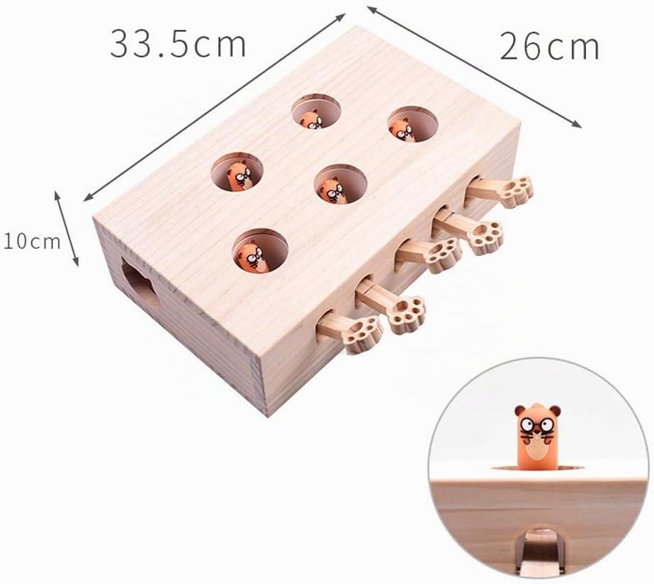 Interaktives Katzenspielzeug, Holz, Spielzeug, Maulwurf Maus, Puzzle Box mit süssen Cartoon Spielzeu