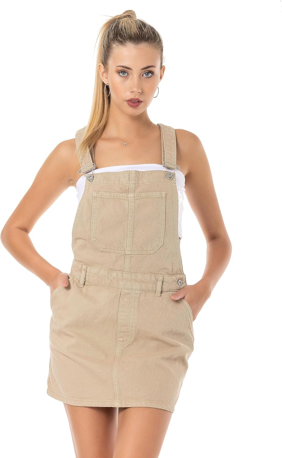 Red Bridge Damen Jeansrock kurzer Rock Overall Latzhose XL Beige, XL Beige