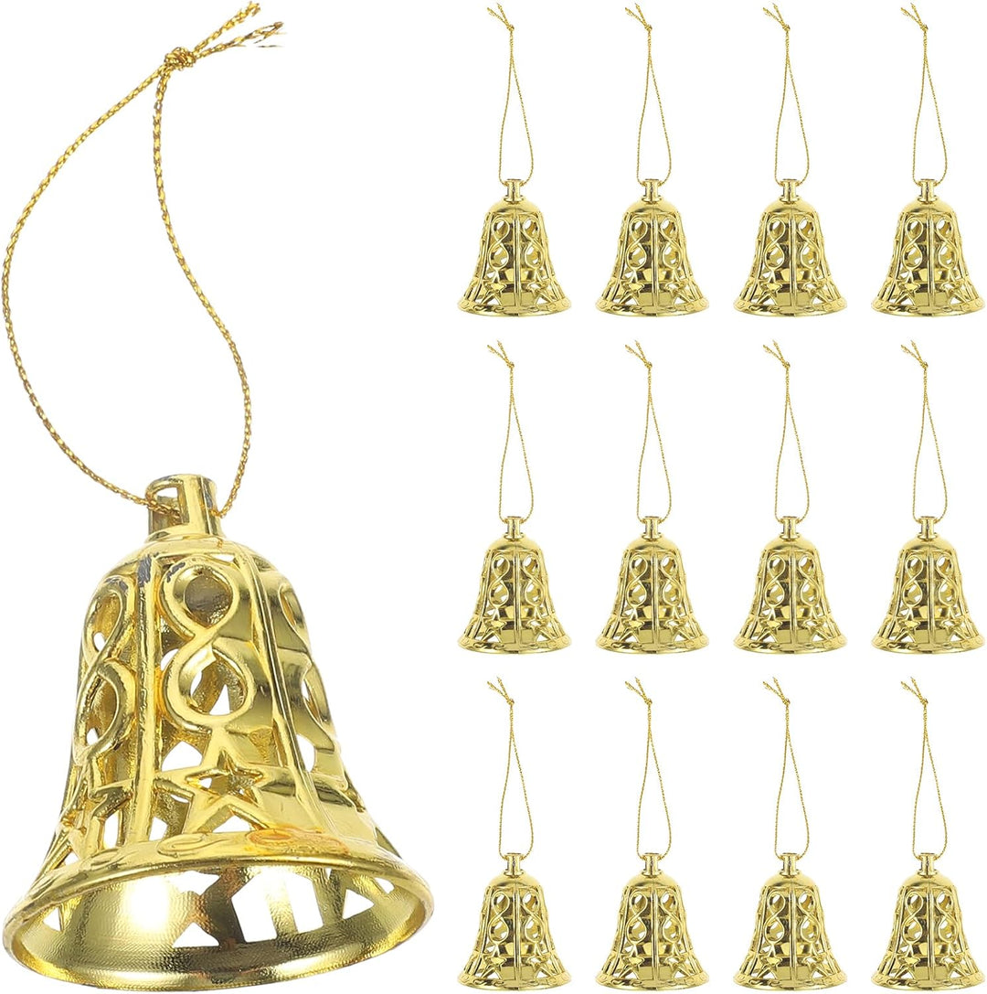 MAGICLULU 12 Stück Weihnachtliche Kunststoff-Glöckchen-Ornamente Weihnachtsbaumschmuck Kunststoff-Gl