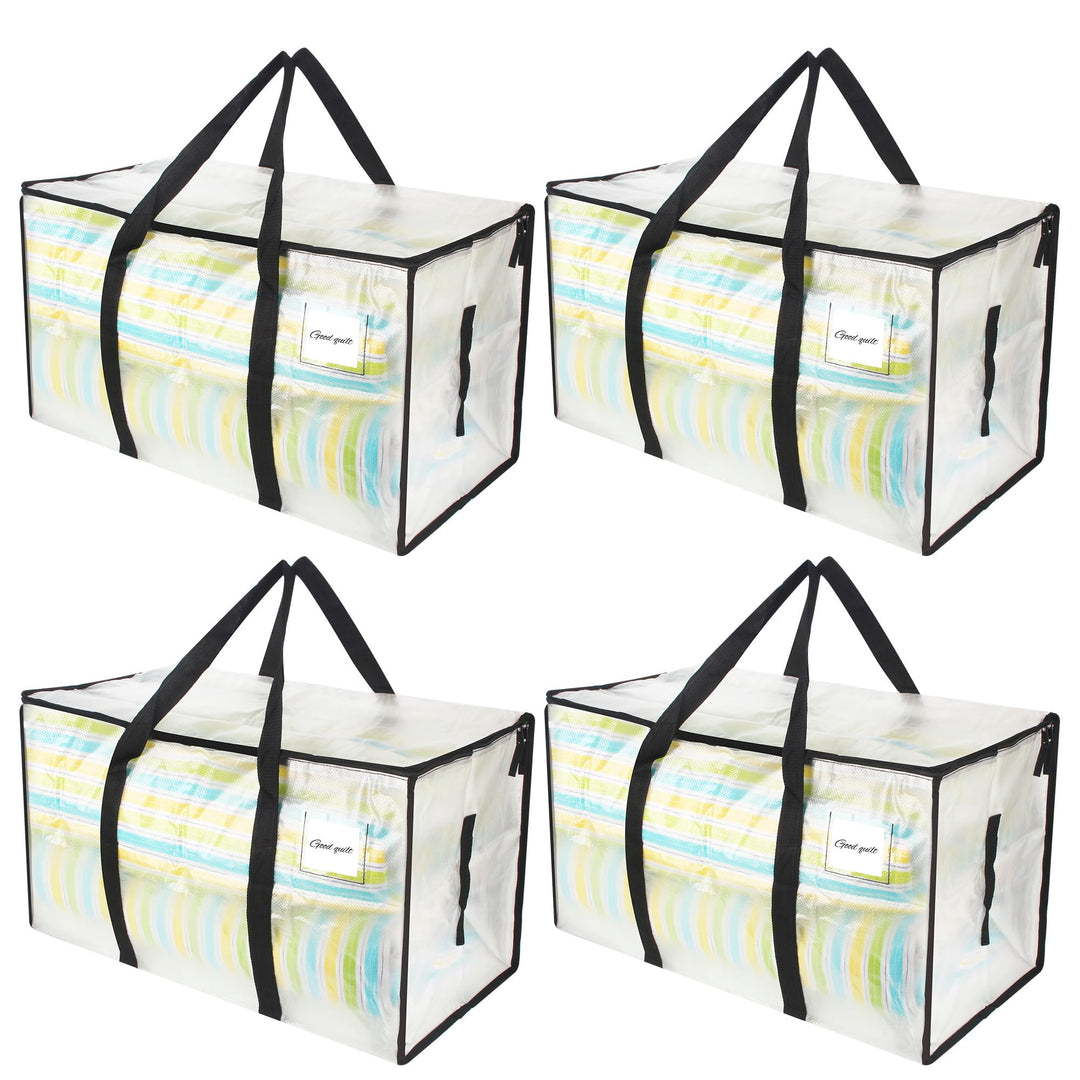 4 Stück 90L Aufbewahrungstasche, Clear Clothes Storage Bags Ufbewahrungstasche, umzugstaschen Gross,