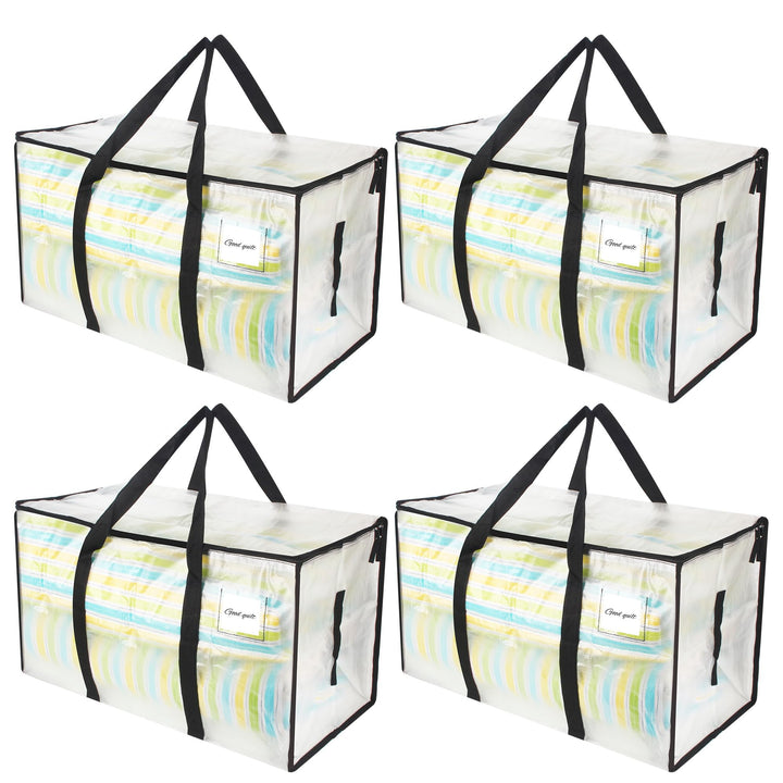 4 Stück 90L Aufbewahrungstasche, Clear Clothes Storage Bags Ufbewahrungstasche, umzugstaschen Gross,