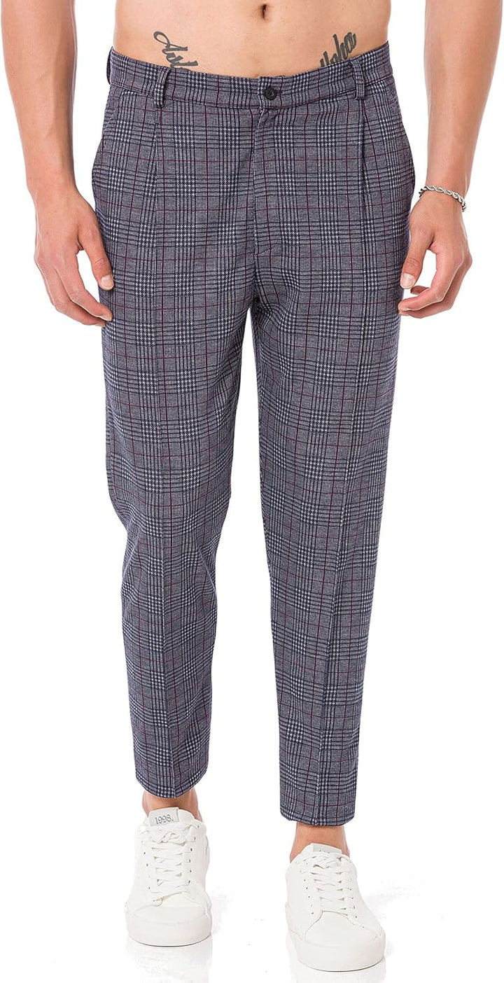 Redbridge Herren Jogginghose im Chino Hosen Style Jogger Hose Freizeithose kariert S Navyblau-grau,