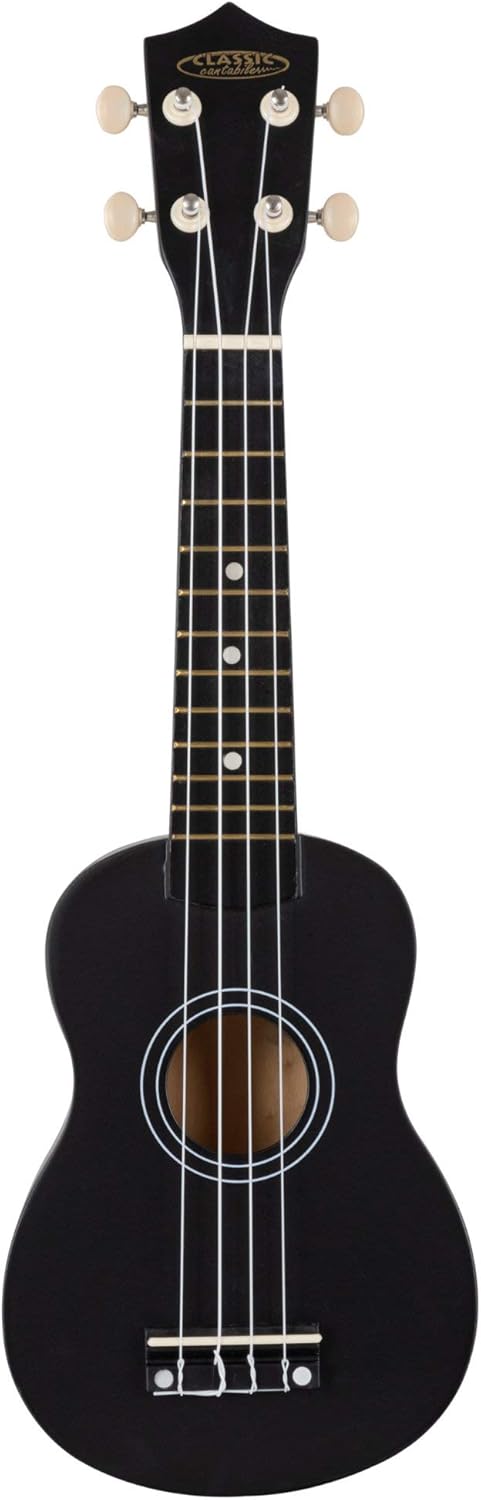 Classic Cantabile US-50 BK Sopranukulele - Ukulele mit 12 Bünden - leichtgängige Gitarrenmechanik -