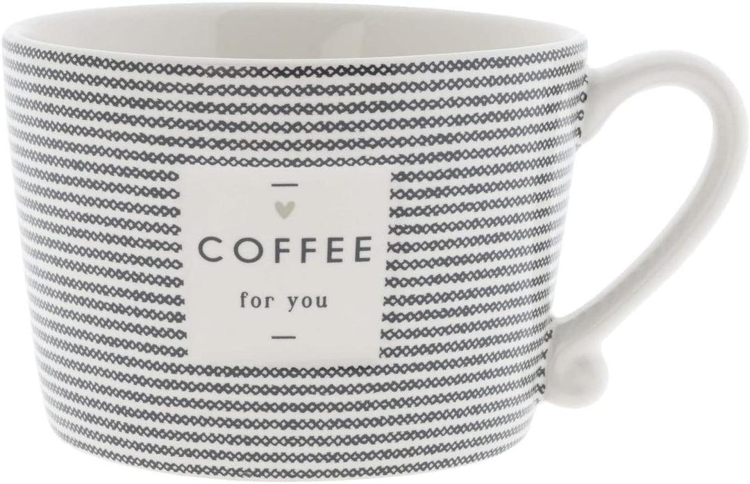 Bastion Collections 6er Set Becher COFFEE FOR YOU weiss schwarz für 300ml Keramik