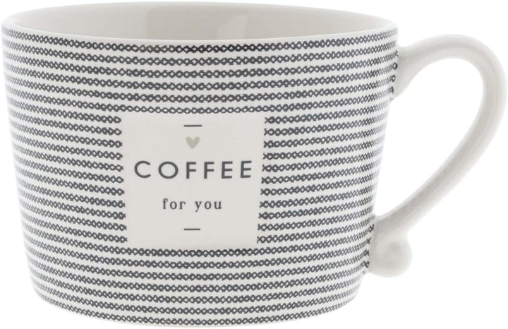 Bastion Collections 6er Set Becher COFFEE FOR YOU weiss schwarz für 300ml Keramik