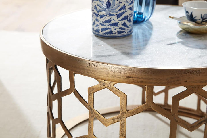 KADIMA DESIGN Couchtisch Marble - Design Wohnzimmertisch mit echtem Marmor Weiss, 60x60x36 cm, Metal