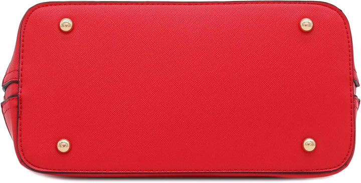 Saffiano Classic Dome Satchel mit Reissverschluss Rot, Rot