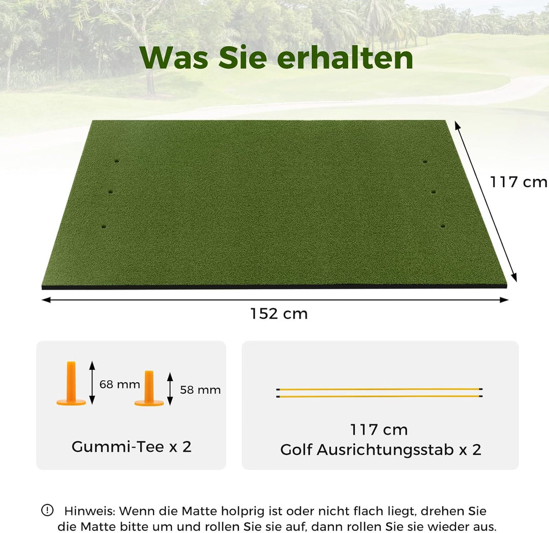 COSTWAY Golf Abschlagmatte, Golf Übungsmatte inkl. 2 Gummi-Tees und 2 Ausrichtungsstäbe, Golfmatte m