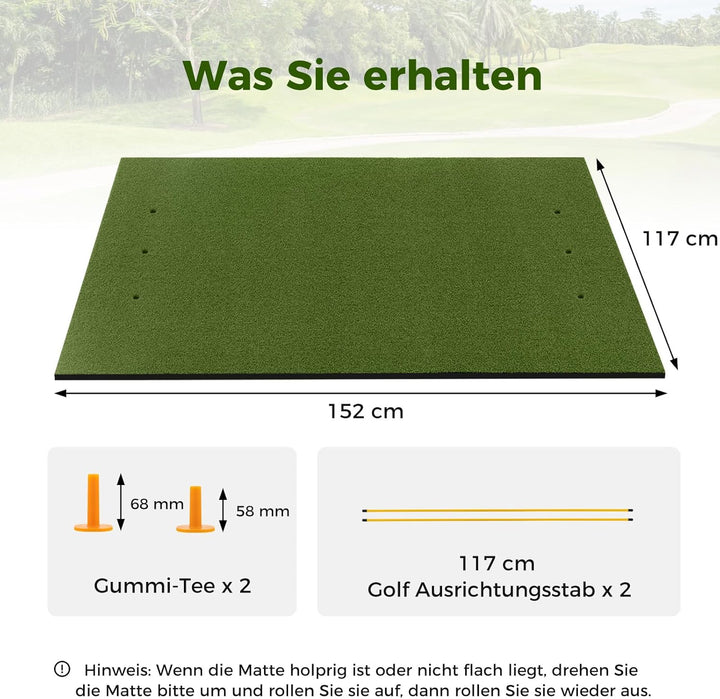 COSTWAY Golf Abschlagmatte, Golf Übungsmatte inkl. 2 Gummi-Tees und 2 Ausrichtungsstäbe, Golfmatte m