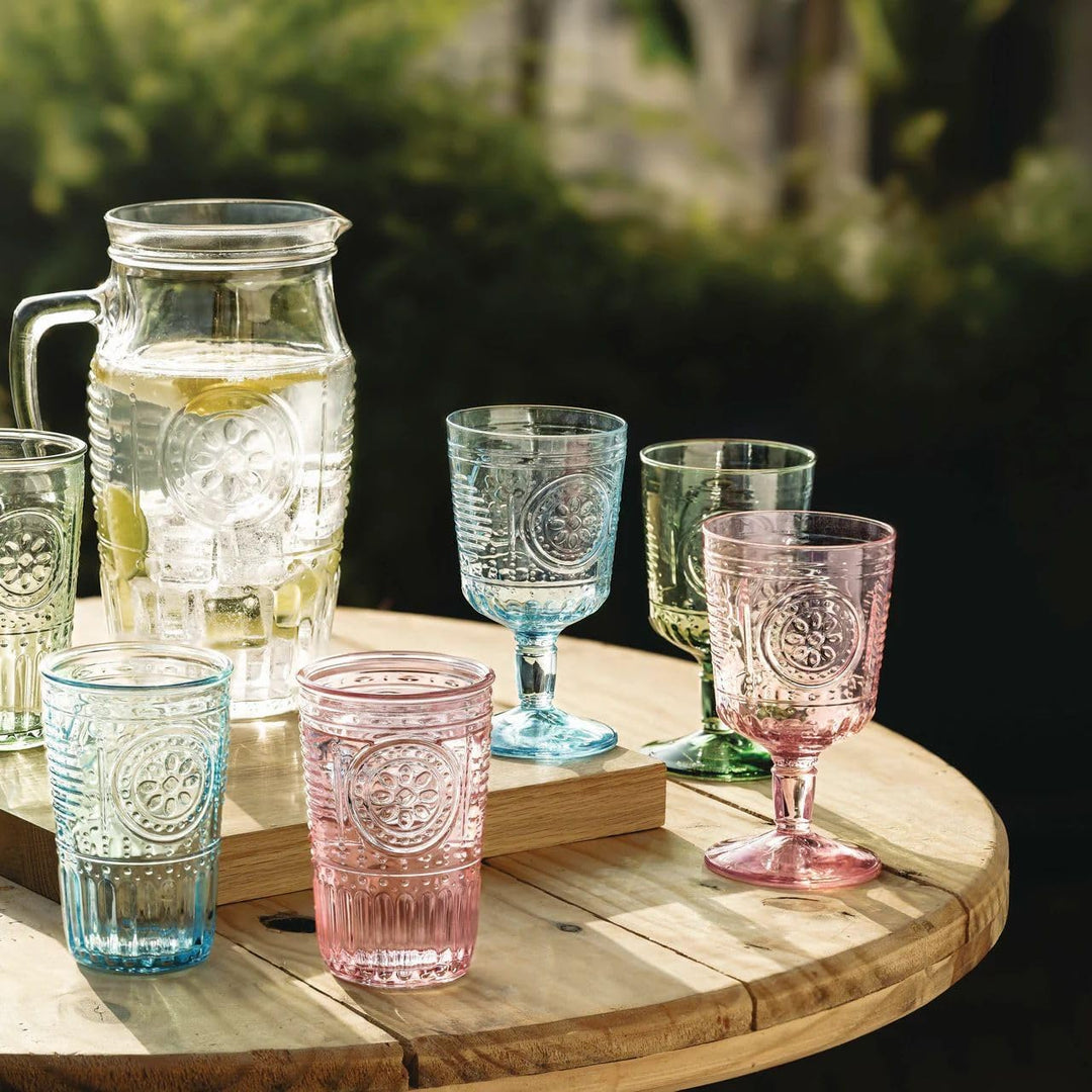 Bormioli Rocco Romantisches Set mit 4 Kühlgläsern, 473 ml, farbiges Kristallglas, Pastellgrün, herge
