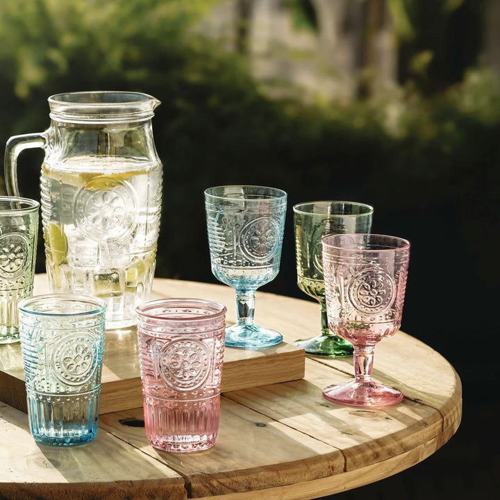 Bormioli Rocco Romantisches Set mit 4 Kühlgläsern, 473 ml, farbiges Kristallglas, Pastellgrün, herge