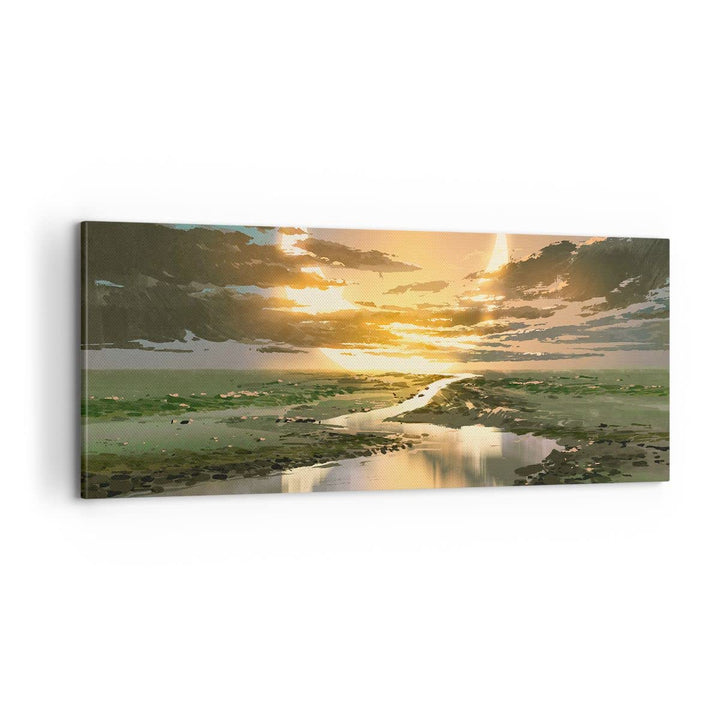 Panorama Bilder auf Leinwand 100x40cm Leinwandbild mit Rahmen natur natur Gross Wanddeko Bild Schlaf