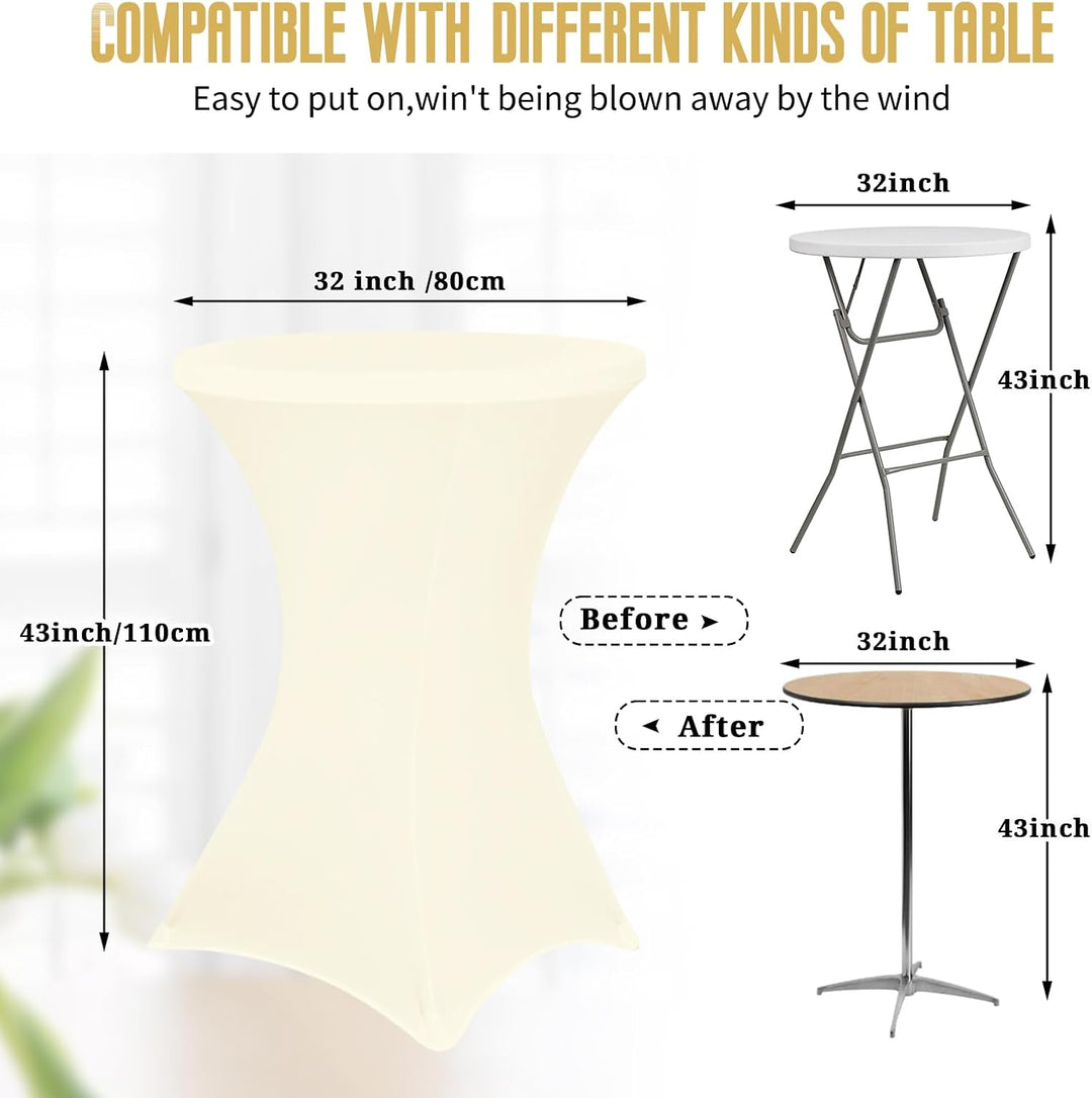 Pesonlook 3er-Set Stretch Stehtisch Husse für Bistrotisch Ø 80-85 cm Elegante,Verstärkung im Fussber