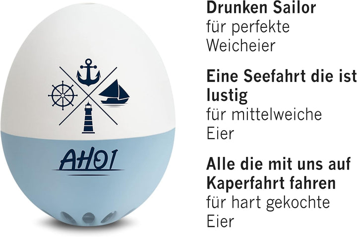 Brainstream AHOI PiepEi - Singende Eieruhr zum Mitkochen - Eierkocher für 3 Härtegrade - Maritime Ge