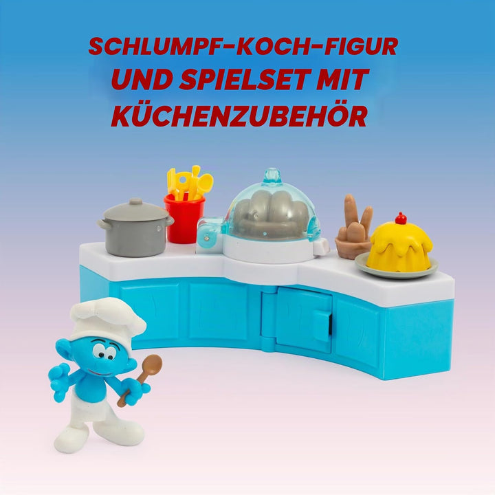 Giochi Preziosi Die Schlümpfe, Schlumpfkoch-Mini-Spielset mit Küche und Zubehör, enthält Exklusive 5