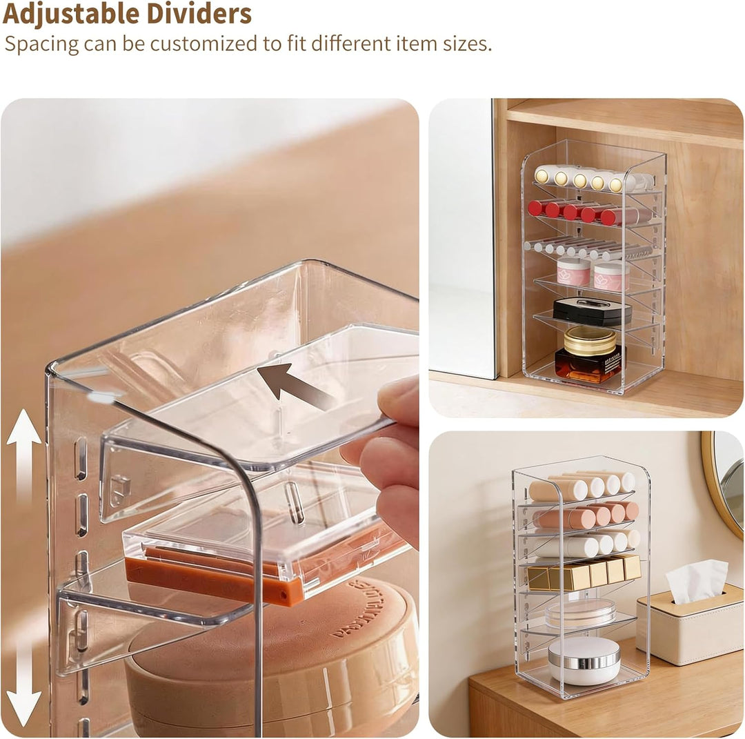 PAVSTINE 2-Set Schminktisch Organizer mit Verstellbaren Trennwändene | Spiegelschrank Organizer, tra