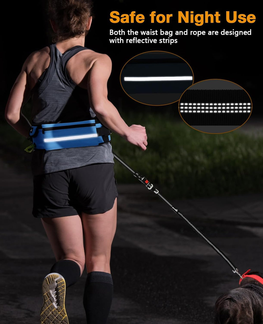 pecute Joggingleine Hunde mit Bauchgurt, Laufgürtel Hundeleine für Grosse und Mittelgrosse Hunde, Le