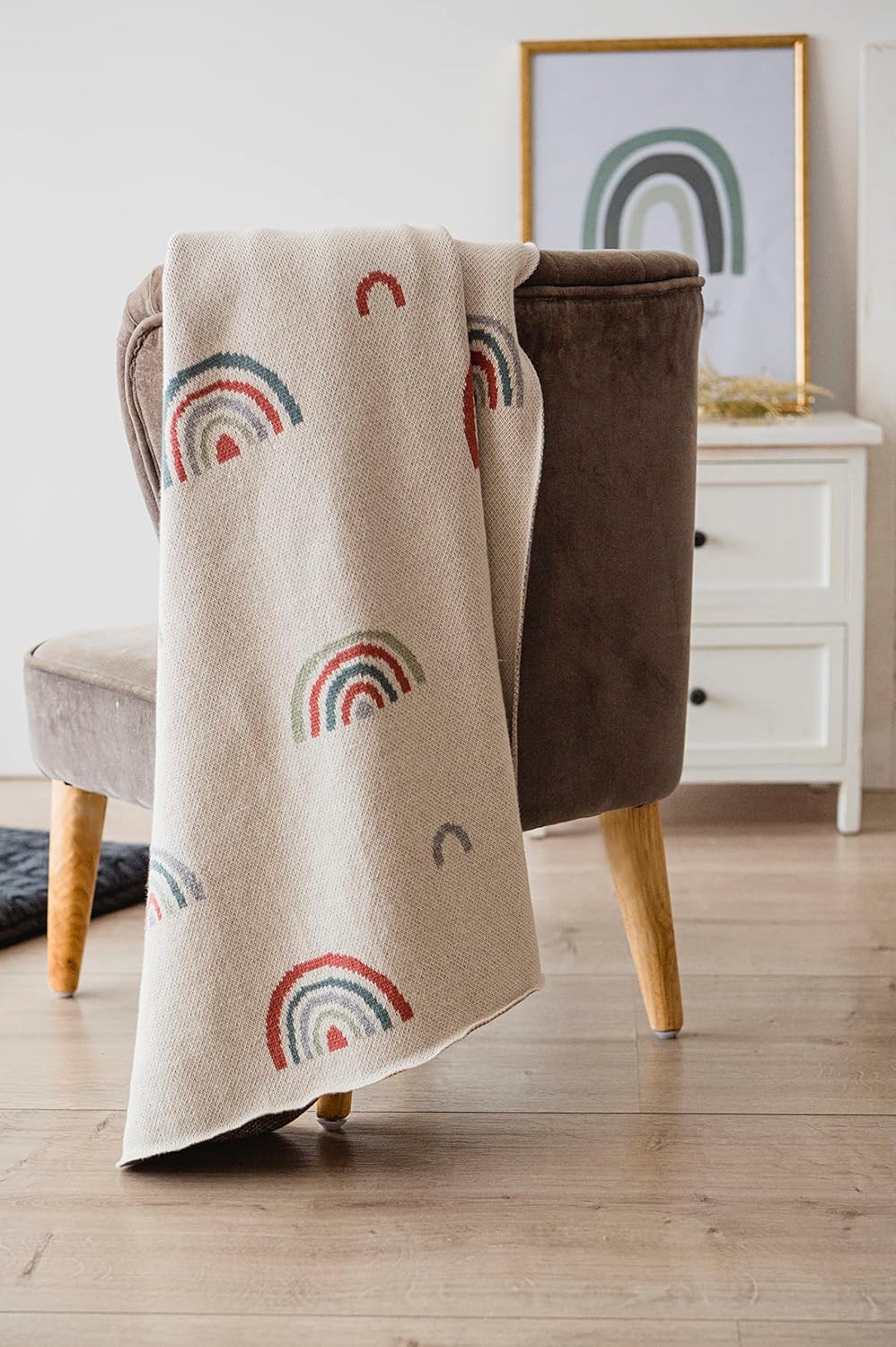 KAISER 65212 RAINBOW - Babydecke Strick 100% Bio Baumwolle (kbA), atmungsaktive Babydecke, Ganzjähri