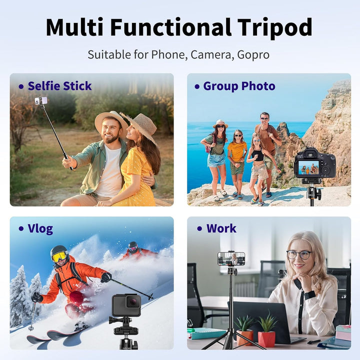 162cm Selfie Stick Stativ, Handy Stativ, Ausziehbarer Stativständer für Videoaufnahmen mit drahtlose
