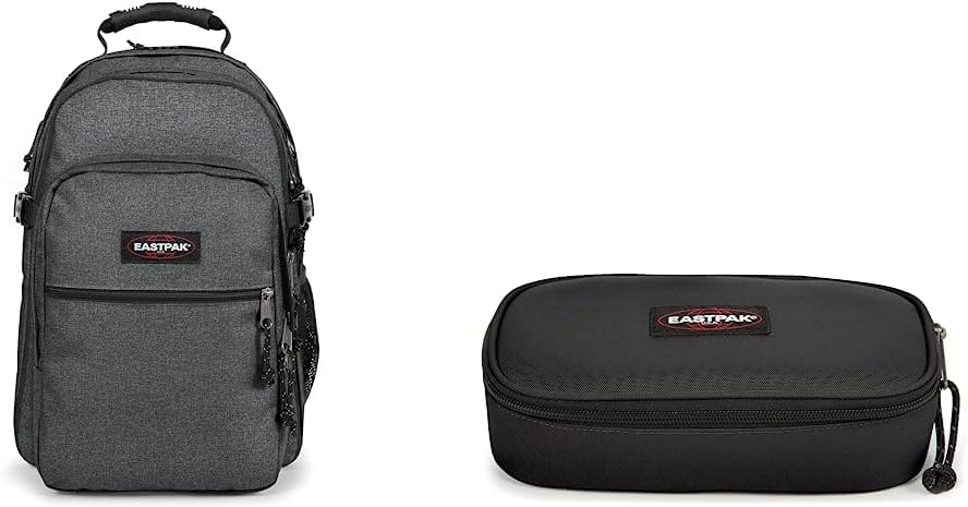 EASTPAK Tutor Rucksack, 48 cm, 39 L, Grau (Black Denim) & Oval XL Single Federmäppchen, 22 cm, Schwa