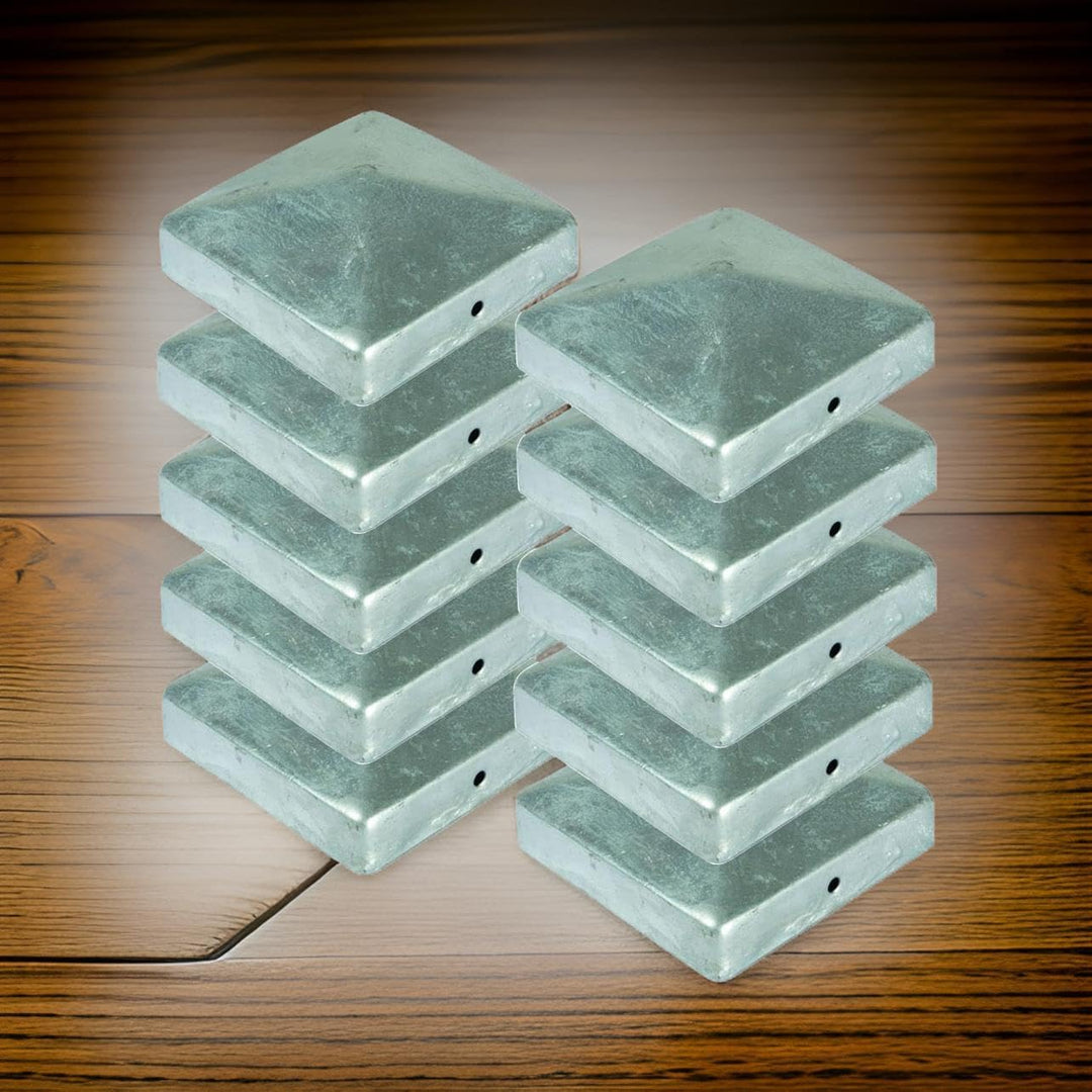 BURI 10 Stück Zaunkappe für Holzpfosten Pyramide 71x71mm Pfostenkappe 7x7 aus Metall feuerverzinkt P